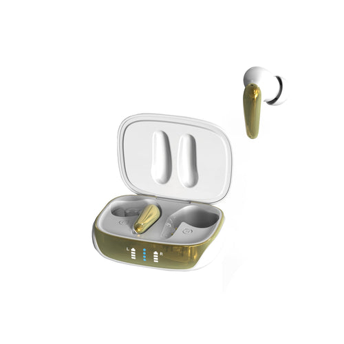 AIR Focus ANC Pearl White and Gold Active Noise Cancelling Earbuds (In Ear Wireless Headphones)